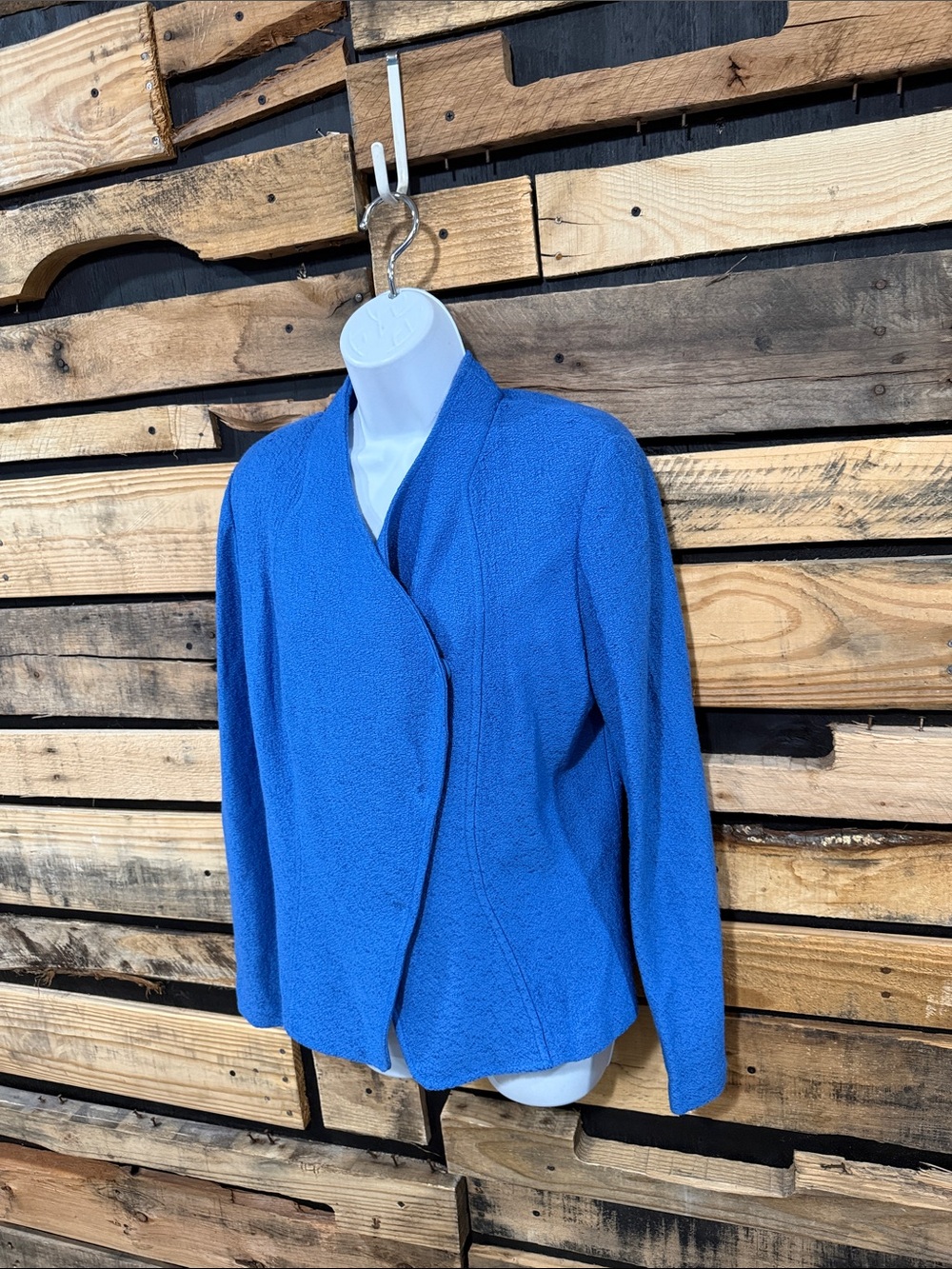 St. John Collection Wool Blend Hannah Knit Stand Collar Jacket, Niagara, Size 10 - Picture 5 of 12